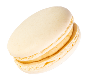 A salted caramel flavored macaron